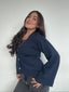 SWEATER ÁMBAR AZUL - CHALECO DE ALGODÓN CÁRDIGAN MANGAS ANCHAS