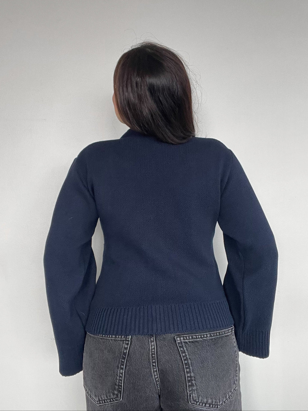 SWEATER ÁMBAR AZUL - CHALECO DE ALGODÓN CÁRDIGAN MANGAS ANCHAS