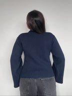 SWEATER ÁMBAR AZUL - CHALECO DE ALGODÓN CÁRDIGAN MANGAS ANCHAS