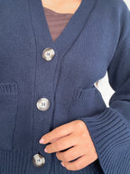 SWEATER ÁMBAR AZUL - CHALECO DE ALGODÓN CÁRDIGAN MANGAS ANCHAS
