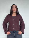 SWEATER ÁMBAR CAFÉ - CHALECO DE ALGODÓN CÁRDIGAN MANGAS ANCHAS