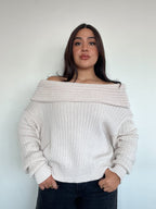 SWEATER LINA CRUDO - CHALECO DE ALGODÓN OFF SHOULDER OVERSIZE
