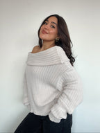 SWEATER LINA CRUDO - CHALECO DE ALGODÓN OFF SHOULDER OVERSIZE