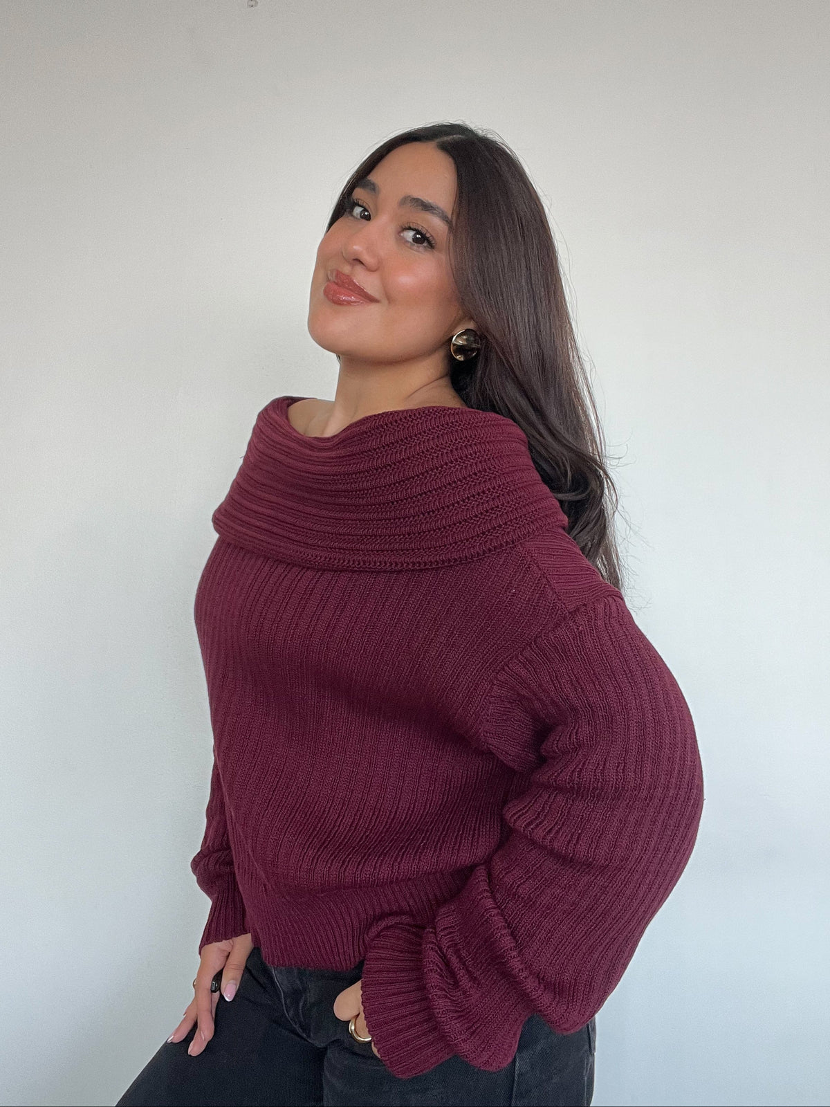 SWEATER LINA BURDEO - CHALECO DE ALGODÓN OFF SHOULDER OVERSIZE