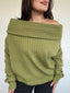 [PRE-VENTA] SWEATER LINA VERDE - CHALECO DE ALGODÓN OFF SHOULDER OVERSIZE
