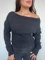 (PRE-VENTA) SWEATER REGINA NEGRO - CHALECO DE ALGODÓN CUELLO ANCHO Y PRETINA ALTA