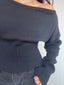 (PRE-VENTA) SWEATER REGINA NEGRO - CHALECO DE ALGODÓN CUELLO ANCHO Y PRETINA ALTA