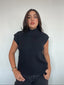 SWEATER HANNAH NEGRO - CHALECO DE ALGODÓN DE CUELLO ALTO