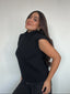 SWEATER HANNAH NEGRO - CHALECO DE ALGODÓN DE CUELLO ALTO