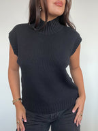 SWEATER HANNAH NEGRO - CHALECO DE ALGODÓN DE CUELLO ALTO