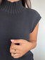 SWEATER HANNAH NEGRO - CHALECO DE ALGODÓN DE CUELLO ALTO