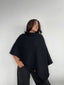 SWEATER CHARLOTTE NEGRO - PONCHO ASIMÉTRICO MANTA DE ALGODÓN
