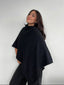 SWEATER CHARLOTTE NEGRO - PONCHO ASIMÉTRICO MANTA DE ALGODÓN
