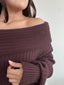 [PRE-VENTA] SWEATER LINA CAFÉ - CHALECO DE ALGODÓN OFF SHOULDER OVERSIZE