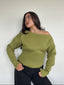 SWEATER REGINA VERDE - CHALECO DE ALGODÓN CUELLO ANCHO Y PRETINA ALTA
