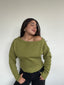 SWEATER REGINA VERDE - CHALECO DE ALGODÓN CUELLO ANCHO Y PRETINA ALTA