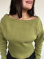 SWEATER REGINA VERDE - CHALECO DE ALGODÓN CUELLO ANCHO Y PRETINA ALTA