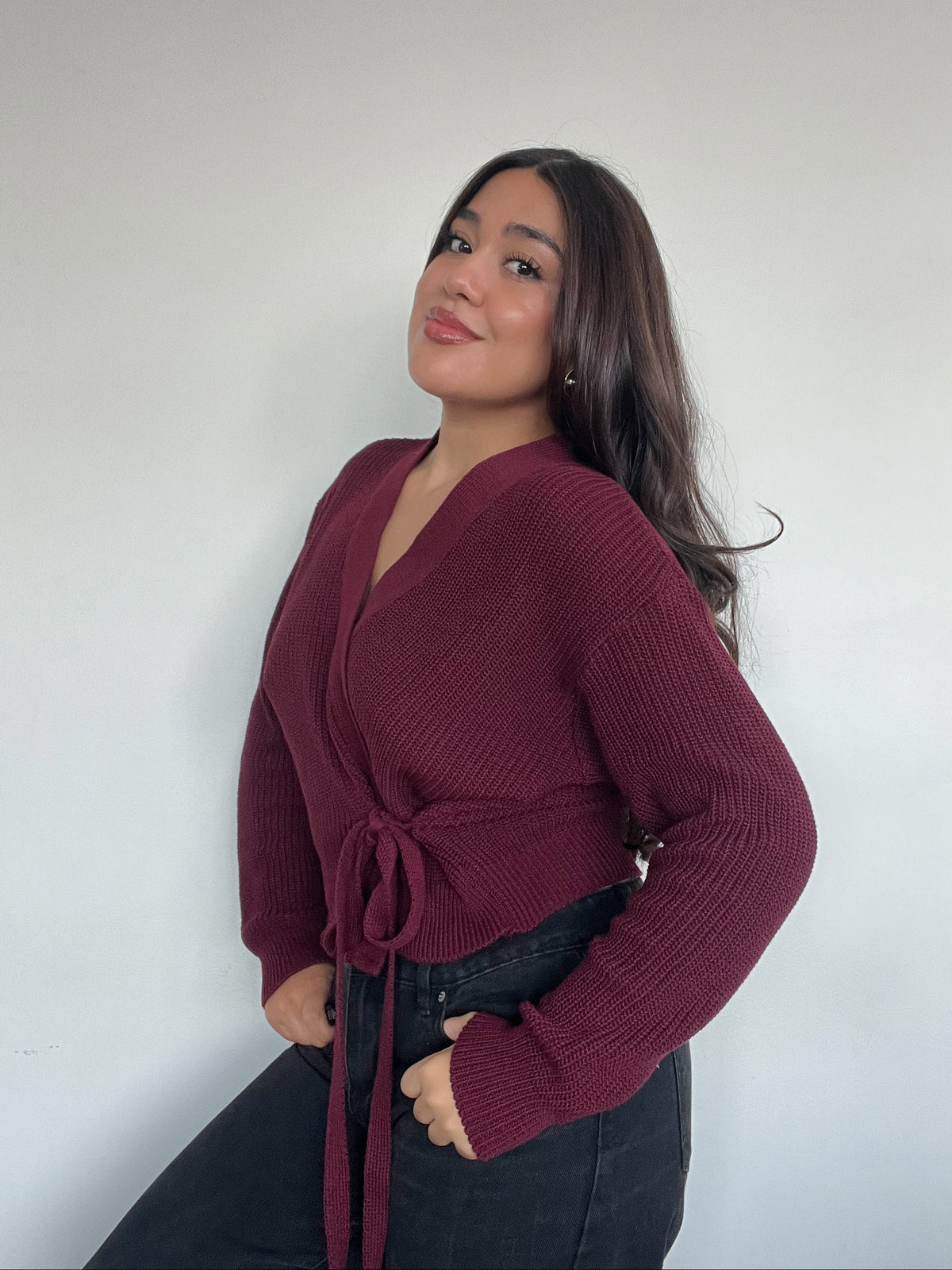 SWEATER KIMMIE BURDEO - CHALECO DE ALGODÓN CRUZADO CON AMARRAS