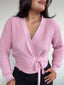 (PRE-VENTA) SWEATER KIMMIE ROSADO - CHALECO DE ALGODÓN CRUZADO CON AMARRAS