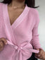 (PRE-VENTA) SWEATER KIMMIE ROSADO - CHALECO DE ALGODÓN CRUZADO CON AMARRAS