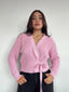SWEATER KIMMIE ROSADO - CHALECO DE ALGODÓN CRUZADO CON AMARRAS