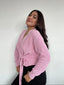 (PRE-VENTA) SWEATER KIMMIE ROSADO - CHALECO DE ALGODÓN CRUZADO CON AMARRAS