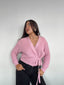 (PRE-VENTA) SWEATER KIMMIE ROSADO - CHALECO DE ALGODÓN CRUZADO CON AMARRAS