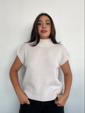 SWEATER HANNAH CRUDO - CHALECO DE ALGODÓN DE CUELLO ALTO