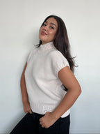SWEATER HANNAH CRUDO - CHALECO DE ALGODÓN DE CUELLO ALTO