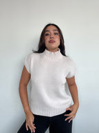 SWEATER HANNAH CRUDO - CHALECO DE ALGODÓN DE CUELLO ALTO