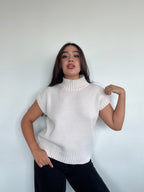 SWEATER HANNAH CRUDO - CHALECO DE ALGODÓN DE CUELLO ALTO