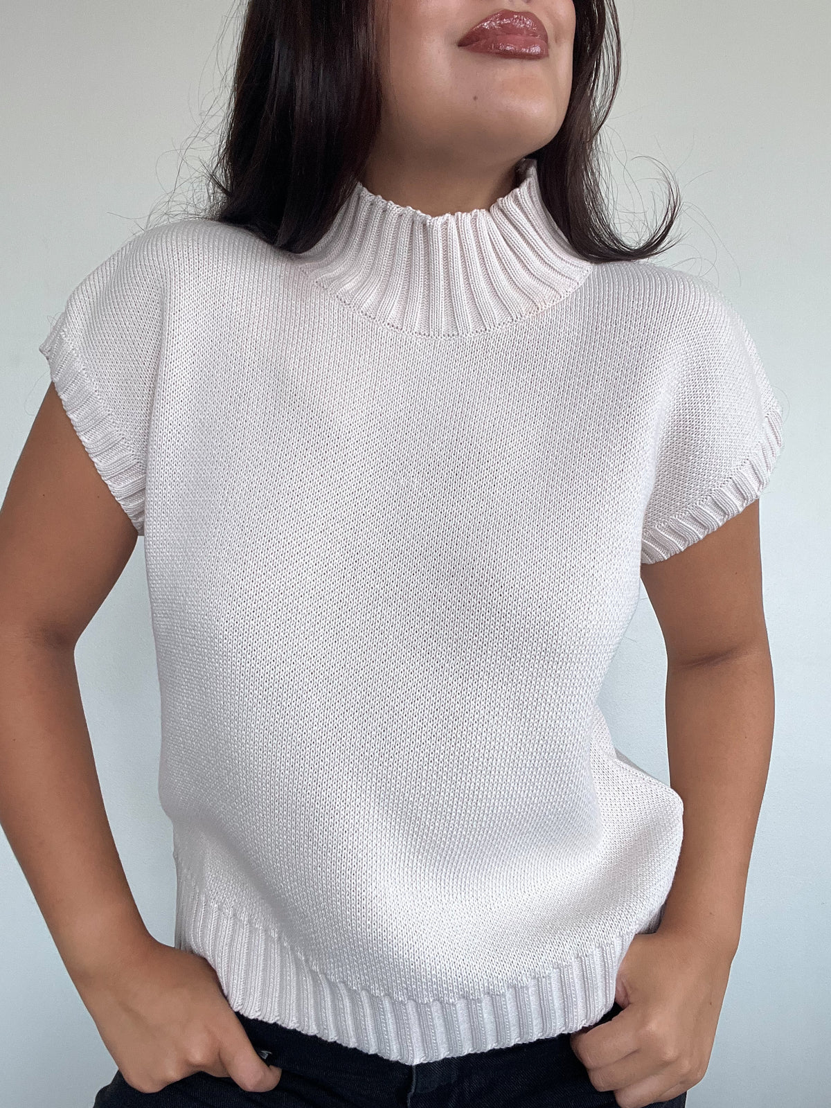 SWEATER HANNAH CRUDO - CHALECO DE ALGODÓN DE CUELLO ALTO