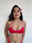 TOP DE BIKINI SANTORINI ROJO ROSADO ESCOTE REDONDO AJUSTABLE