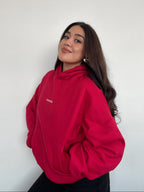POLERÓN HOODIE ROJO - OVERSIZE CON GORRO LOGO BORDADO