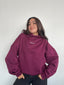 POLERÓN HOODIE BURDEO - OVERSIZE CON GORRO LOGO Y ESPALDA BORDADO