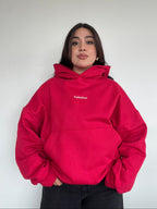POLERÓN HOODIE ROJO - OVERSIZE CON GORRO LOGO BORDADO