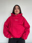 POLERÓN HOODIE ROJO - OVERSIZE CON GORRO LOGO Y ESPALDA BORDADO