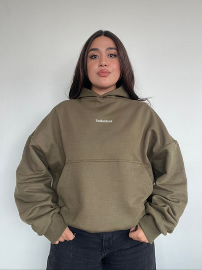 (PRE-VENTA) POLERÓN HOODIE VERDE - OVERSIZE CON GORRO LOGO Y ESPALDA BORDADO