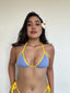 TOP DE BIKINI TULUM CELESTE AMARILLO TRIANGULO AJUSTABLE