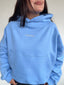 POLERÓN HOODIE CELESTE - OVERSIZE CON GORRO LOGO Y ESPALDA BORDADO