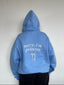 POLERÓN HOODIE CELESTE - OVERSIZE CON GORRO LOGO Y ESPALDA BORDADO