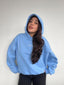 POLERÓN HOODIE CELESTE - OVERSIZE CON GORRO LOGO Y ESPALDA BORDADO