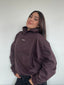 POLERÓN HOODIE CAFÉ - OVERSIZE CON GORRO LOGO BORDADO