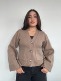 SWEATER ÁMBAR BEIGE - CHALECO DE ALGODÓN CÁRDIGAN MANGAS ANCHAS