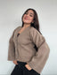 SWEATER ÁMBAR BEIGE - CHALECO DE ALGODÓN CÁRDIGAN MANGAS ANCHAS