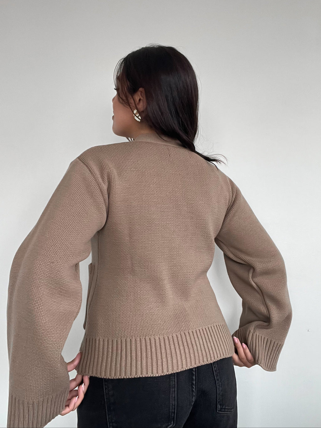 SWEATER ÁMBAR BEIGE - CHALECO DE ALGODÓN CÁRDIGAN MANGAS ANCHAS