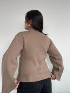 SWEATER ÁMBAR BEIGE - CHALECO DE ALGODÓN CÁRDIGAN MANGAS ANCHAS