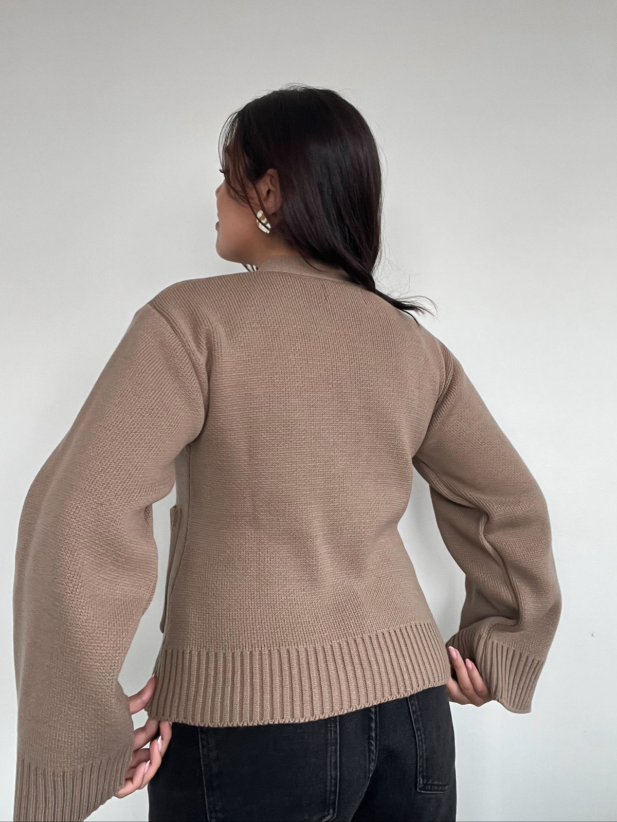 SWEATER ÁMBAR BEIGE - CHALECO DE ALGODÓN CÁRDIGAN MANGAS ANCHAS