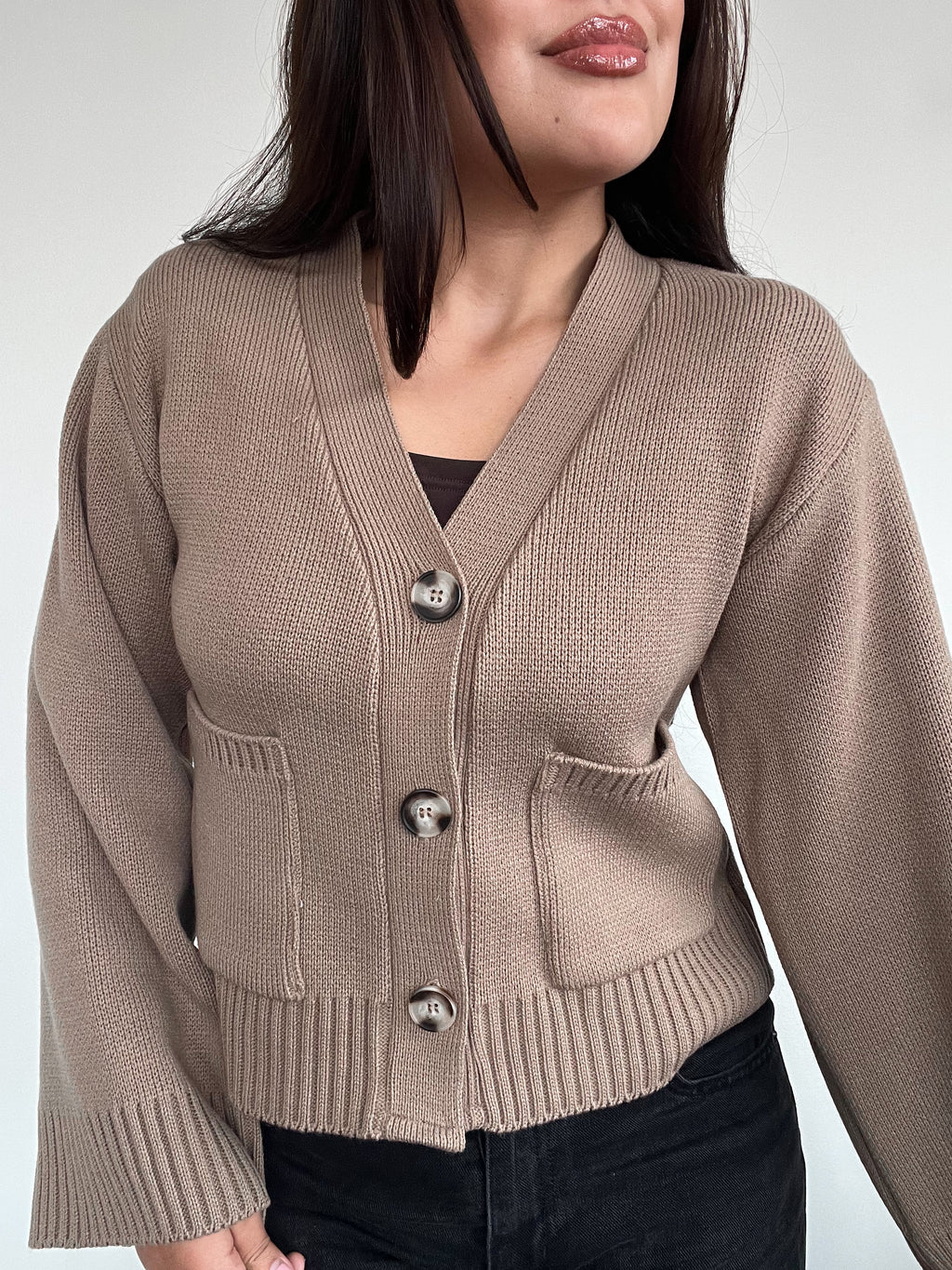 SWEATER ÁMBAR BEIGE - CHALECO DE ALGODÓN CÁRDIGAN MANGAS ANCHAS
