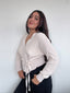 SWEATER KIMMIE CRUDO - CHALECO DE ALGODÓN CRUZADO CON AMARRAS